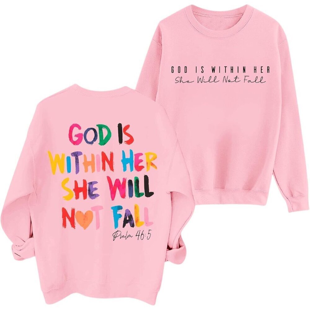 Christian Sweatshirt Women Bible Verse Oversized Hoodie Jesus Faith Gift